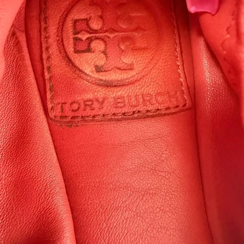 Tory Burch Leather Ballet Shoe Women 7 Coral Slip On Casual Summer Boho